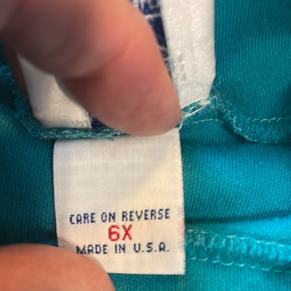 Oshkosh b’gosh turtleneck top puffy sleeves turquoise & purple leggings Girls 6X - Picture 4 of 13